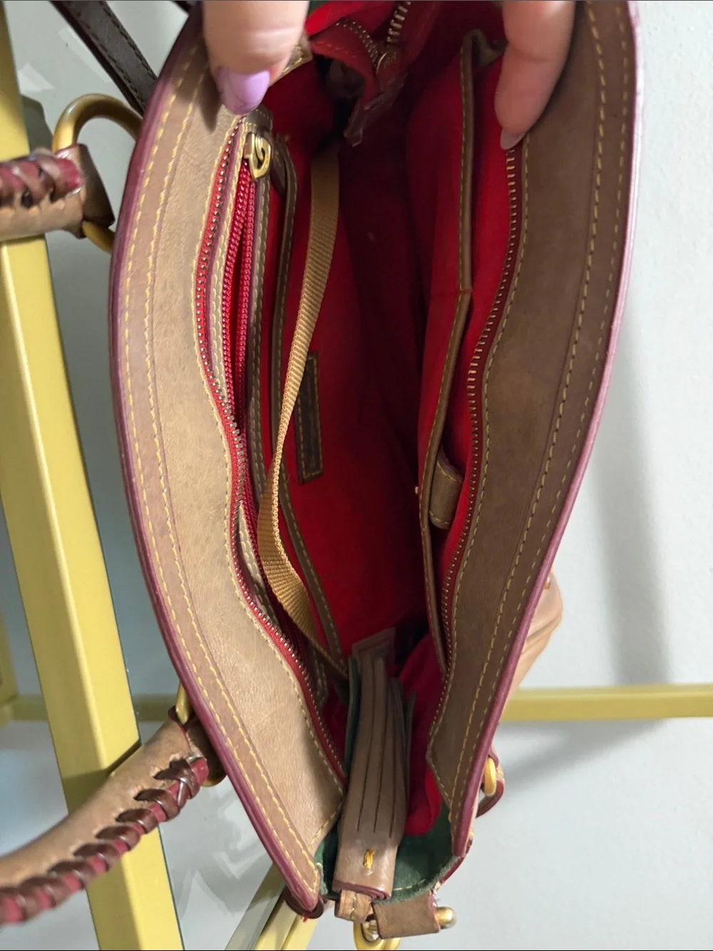 Dooney & Bourke Brown Leather Satchel with Braided Handles